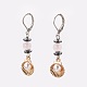 Natural Mixed Gemstone and Non-Magnetic Synthetic Hematite Leverback Earrings EJEW-JE02818-2