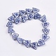 Perles en porcelaine bleue et blanche manuelles PORC-G002-05-1