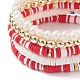 Ensemble de bracelets extensibles en perles heishi en argile polymère faits à la main BJEW-JB07401-5