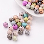 Spray Painted Acrylic Beads, Matte Style, Round, Mixed Color, Size: about 8mm in diameter, hole: 1mm, about 2160pcs/500g