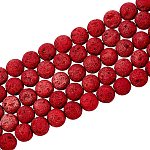 Brins de perles de pierre de lave synthétique, teinte, ronde, cerise, 8~8.5mm, Trou: 1mm, Environ 47 pcs/chapelet, 14.96 pouce (38 cm)