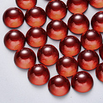 Transparent Spray Painted Glass Cabochons, Half Round/Dome, Red, 10x5mm