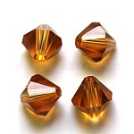 Imitation österreichischen Kristallperlen, Klasse aaa, facettiert, Doppelkegel, Peru, 4x4 mm, Bohrung: 0.7~0.9 mm