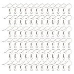 304 crochets de boucles d'oreille français en acier inoxydable, crochets de boucle d'oreille plats, fil d'oreille, avec boucle horizontale, couleur inoxydable, 14x17x2mm, Trou: 2mm, 21 jauge, pin: 0.7 mm