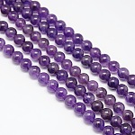 Natürlichen Amethyst runde Perlen Stränge, Klasse ab, 8 mm, Bohrung: 1 mm, ca. 50 Stk. / Strang, 15.3 Zoll