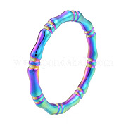 Placcatura ionica (ip) 201 anello da dito adesivo in bambù in acciaio inossidabile per donna RJEW-N038-128M