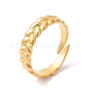 Ion Plating(IP) 304 Stainless Steel Twist Rope Shape Open Cuff Ring for Women RJEW-E063-31G