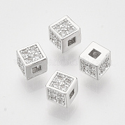 Perles de zircone cubique micro pave en Laiton KK-T048-039P-NF