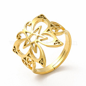 Ion Plating(IP) 304 Stainless Steel Butterfly with Star Adjustable Ring for Women RJEW-B027-08G