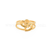 Ионное покрытие (ip) 304 кольцо из нержавеющей стали с двойным сердцем и открытой манжетой для женщин RJEW-S405-210G