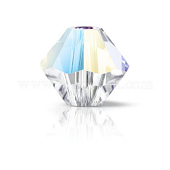 Preciosa® Kristallperlen, tschechischer Kristall, Doppelkegel (451 69 302 Rondell), 00030 201 Kristallglitzer, 4 mm, Bohrung: 0.8 mm
