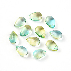 Abalorios de vidrio transparentes, cuentas perforadas superiores, lágrima, turquesa, 9x6x5mm, agujero: 1 mm
