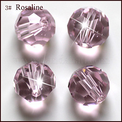 Abalorios de cristal austriaco de imitación, aaa grado, k9 vidrio, facetas (32 facetas), redondo, rosa, 8mm, agujero: 0.9~1.4 mm