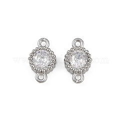 Dijes de conector de eslabones redondos planos de circonita cúbica transparente pavé de acero inoxidable 304, color acero inoxidable, 8.5x5x3mm, agujero: 0.8 mm
