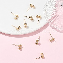 Pendientes de botón Shegrace Apple de latón con micro pavé de circonitas cúbicas transparentes&nbsp;XGRQ4N428-715G