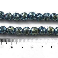 Brins de perles de pierre de lave naturelle galvanisées&nbsp;G-A251-E01-01E