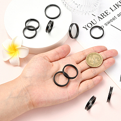 18 stücke 6 stile 201 edelstahl geriffelte finger ring einstellungen&nbsp;RJEW-SC0001-33EB