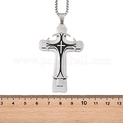 Religion 201 Edelstahl-Kreuzanhänger mit schwarzer Emaille&nbsp;SA-H003-07P