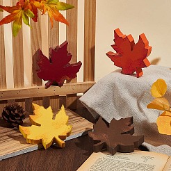 4 pieza de decoración decorativa de hoja de arce de madera MDF&nbsp;WOOD-WH0316-037