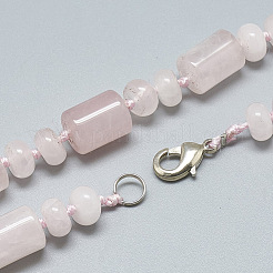 Natural Rose collares de abalorios de cuarzo&nbsp;NJEW-S392-16