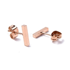 Orecchini a bottone cubico in acciaio inossidabile 304 con placcatura ionica (ip) per donna&nbsp;EJEW-K243-01R