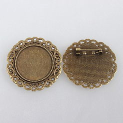 Supports de lunette de cabochon de broche en alliage de vintage&nbsp;X-PALLOY-N0085-53AB-NF