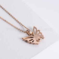 Elegantes collares colgantes de mariposa hueca de acero inoxidable para mujer&nbsp;XQ2500