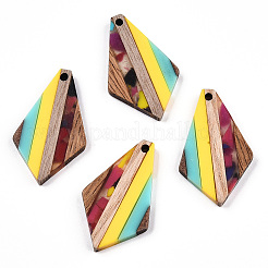 Pendentifs en résine transparente et bois de noyer&nbsp;RESI-TAC0017-49-B01
