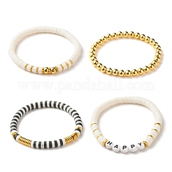 Braccialetti elastici con perline heishi in argilla polimerica 4 pz 4 con ematite sintetica&nbsp;BJEW-JB07592