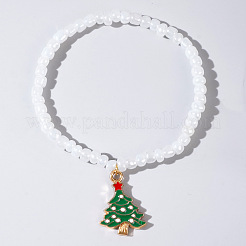 Weihnachtsarmbänder mit Anhängern aus Edelstahl 304 und Emaille&nbsp;LB4238-1