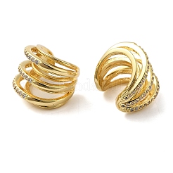 Orecchini da donna con polsino in ottone con micro pavé di zirconi trasparenti&nbsp;EJEW-B057-05G
