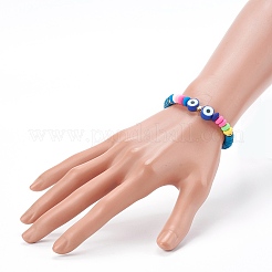 Bracelets extensibles perlés heishi en pâte polymère à la main&nbsp;BJEW-JB06139
