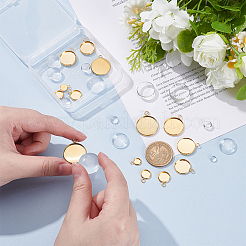 14 Stück 7 Stil flache runde 304 Edelstahl Anhänger Cabochon Einstellungen&nbsp;DIY-UN0002-73