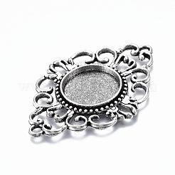 Plata antigua rombo filigrana aleación estilo tibetano cabochon base del conector&nbsp;TIBE-M022-08AS