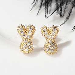 Ottone micro spianare orecchini zirconi&nbsp;EJEW-Z091-04G-Y