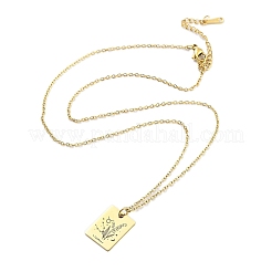 Halsketten mit Anhänger aus 304 Edelstahl mit Geburtstagsblume für Frauen&nbsp;STAS-S124-03G-02