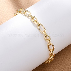 Bracciali in ottone a catena figaro per donna uomo&nbsp;BJEW-K273-03G