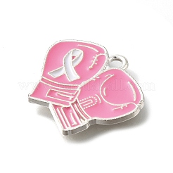 Colgantes de esmalte de aleación con tema de cinta de concientización rosa sobre el cáncer de mama&nbsp;ENAM-C026-01J-S
