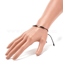 2 pezzo rotondo piatto con braccialetti di perline intrecciati in acrilico a cuore con semi di vetro&nbsp;BJEW-JB08034-01
