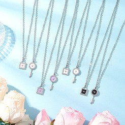 Conjunto de collar con cadena de cable de acero inoxidable 304 con colgante de llave y cerradura de aleación de esmalte&nbsp;NJEW-JN05497