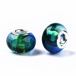 Perle europee in resina bicolore trasparente&nbsp;RPDL-T003-002B