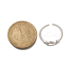 Anillos abiertos de circonita cúbica transparente con micro pavé de latón para mujer&nbsp;RJEW-R005-06P