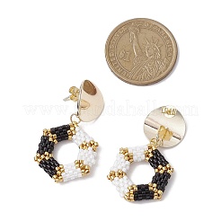 Boucles d'oreilles à tige hexagonales en verre&nbsp;EJEW-MZ00306