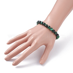 Bracciale elasticizzato con perle di occhio di tigre naturale tondo da 8.5 mm per donna ragazza&nbsp;BJEW-JB07152-03