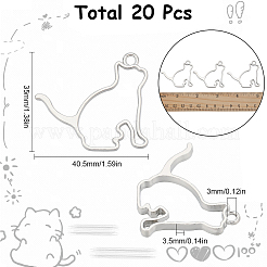 20 Stück Rack-Plating-Legierung Kätzchen offene Rückseite Lünette Anhänger&nbsp;FIND-SC0008-19