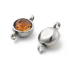 304 Edelstahl Pavé K9 Glas flache runde Verbindungsstück Charms&nbsp;STAS-Z115-03P