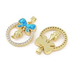 Pendentifs en laiton plaqué micro pavé de zircones cubiques sur le thème de Noël&nbsp;KK-U032-14G-04
