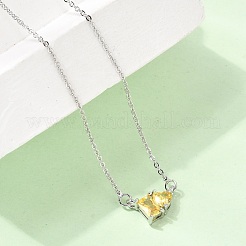 Halsketten mit rechteckigem und herzförmigem Anhänger aus Messing mit Zirkonia-Pavé-Fassung und Kabelkette&nbsp;KK-CBAB173-04P-05