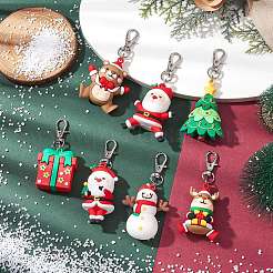 10 pièce 10 styles de décorations suspendues en plastique PVC sur le thème de Noël&nbsp;HJEW-JM02316