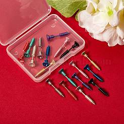 18 stücke 9 farben pvd vakuum-beschichtung 304 edelstahl unisex punk hip-hop rock nagel form schraube durchbohrt stud ohrringe&nbsp;EJEW-SZ0001-28